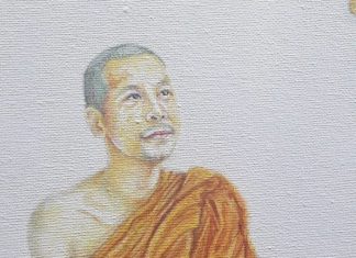 พรุ่งนี้ยังจะมีไหม โดย พระมหาขวัญชัย กิตฺติเมธี ป.ธ.๙, ดร. พระครูประโชติรัตนานุรักษ์ อดีตเจ้าอาวาสวัดรัตนานุภาพ ประธานเครือข่ายพระธรรมทูตอาสา จ.นราธิวาส : ภาพวาดสีน้ำมันบนผ้าใบ โดย ศิลปินผู้อุทิศชีวิตเพื่อพระพุทธศาสนา จากเพาะช่าง