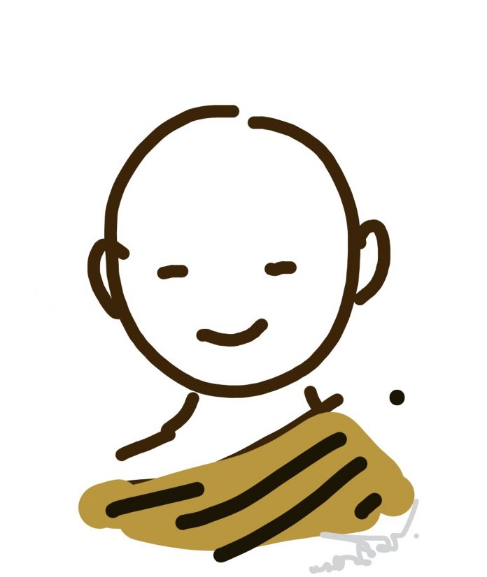พระพุทธเจ้ายิ้ม ภาพวาดโดย มนสิกุล วันจันทร์ที่ ๒๘ กันยายน พ.ศ.๒๕๖๓