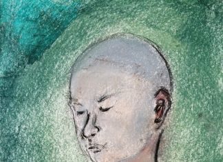 วิถีพระ วิถีแห่งการหลุดพ้นจากความทุกข์ในสังสาารวัฏ ภาพวาดสีฝุ่น โดย หมอนไม้