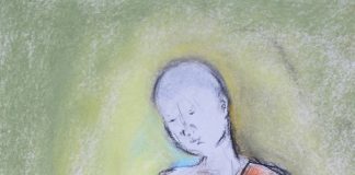 บิณฑบาต ภาพวาดสีฝุ่น โดย หมอนไม้