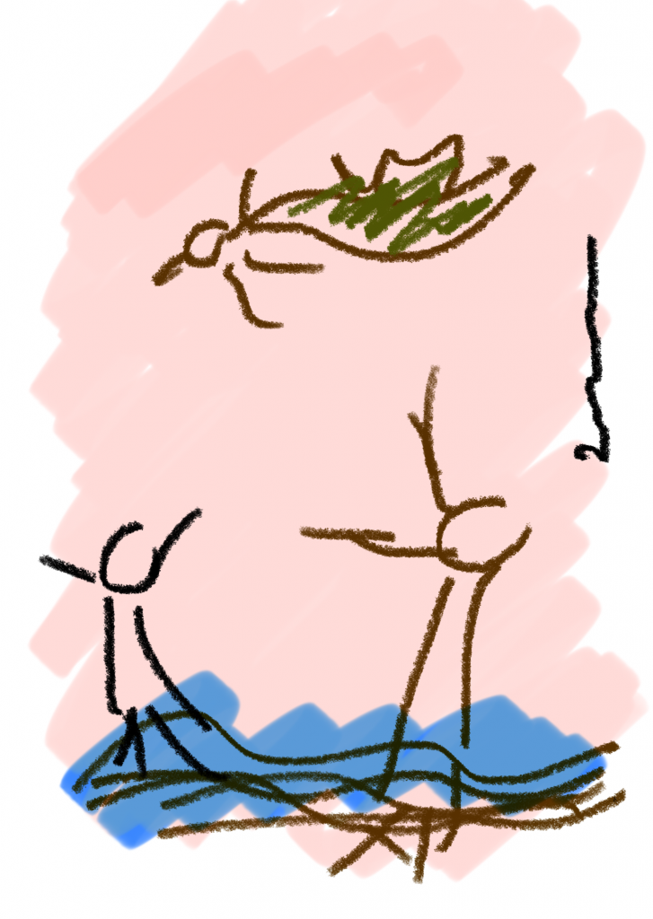 "เพียงลำพัง" ภาพวาดประกอบ โดย มนสิกุล  