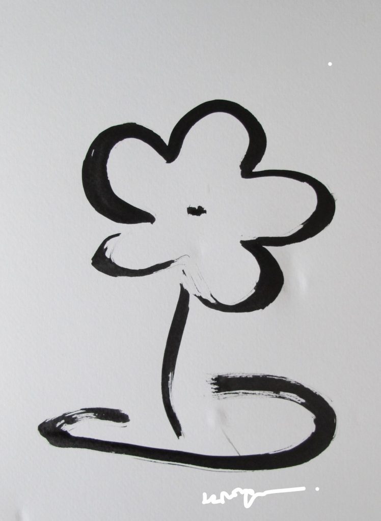 "ดอกไม้ " ภาพวาดลายเส้นพู่กันจีน โดย มนสิกุล 
