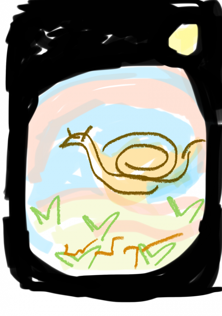 หอยทากน้อย ภาพประกอบ โดย มนสิกุล ( "a little snail illustrat by Manasikul)