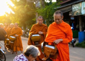 มโนปณิธาน พระราชกิจจาภรณ์ (เทอด ญาณวชิโร) ตอนที่ ๙๐ “แสงแรกแห่งอรุณ กับ รอยยิ้มแห่งความปีติ” ชาวบ้านใส่บาตรยามเช้า ณ บ้านปากน้ำบุ่งสระพัง จังหวัดอุบลราชธานี